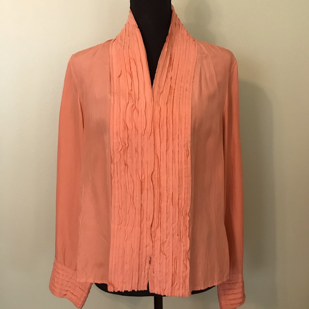 J Jill silk beautiful salmon colored blouse.